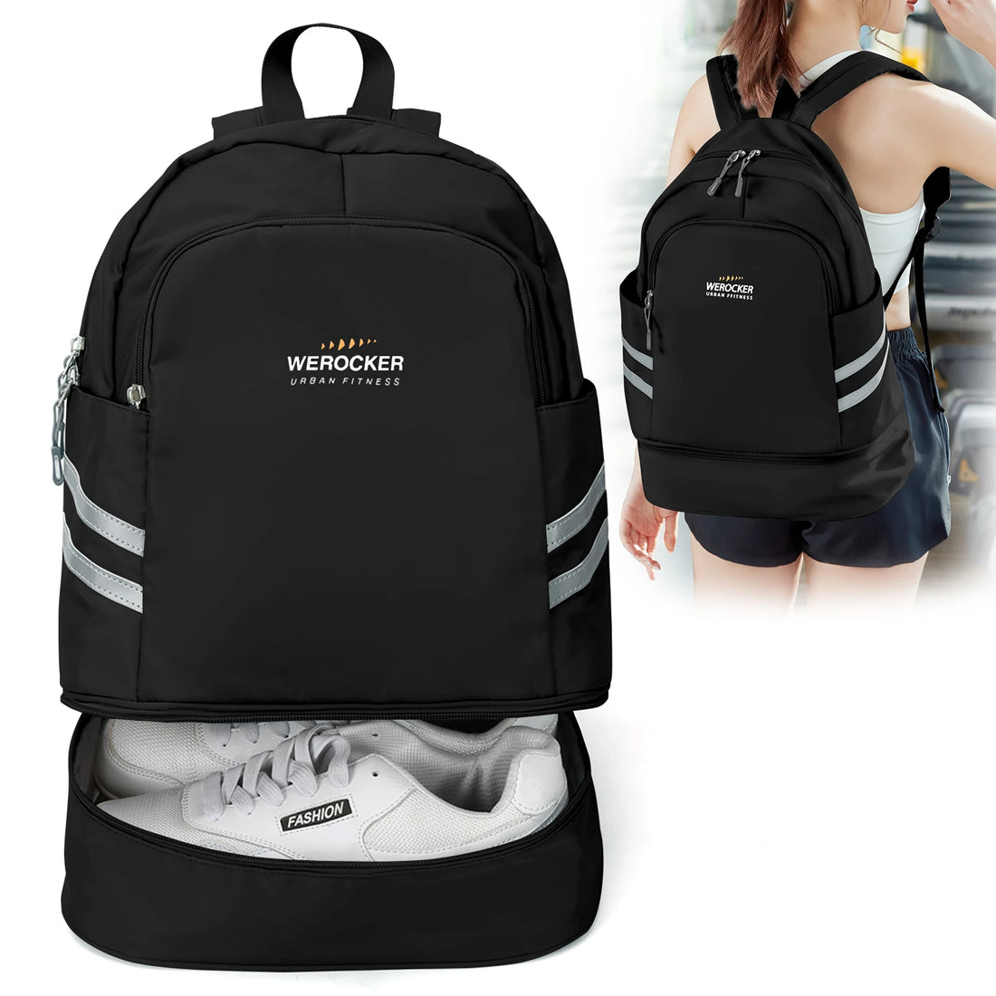 Women's Gym Backpack with Shoe Compartment