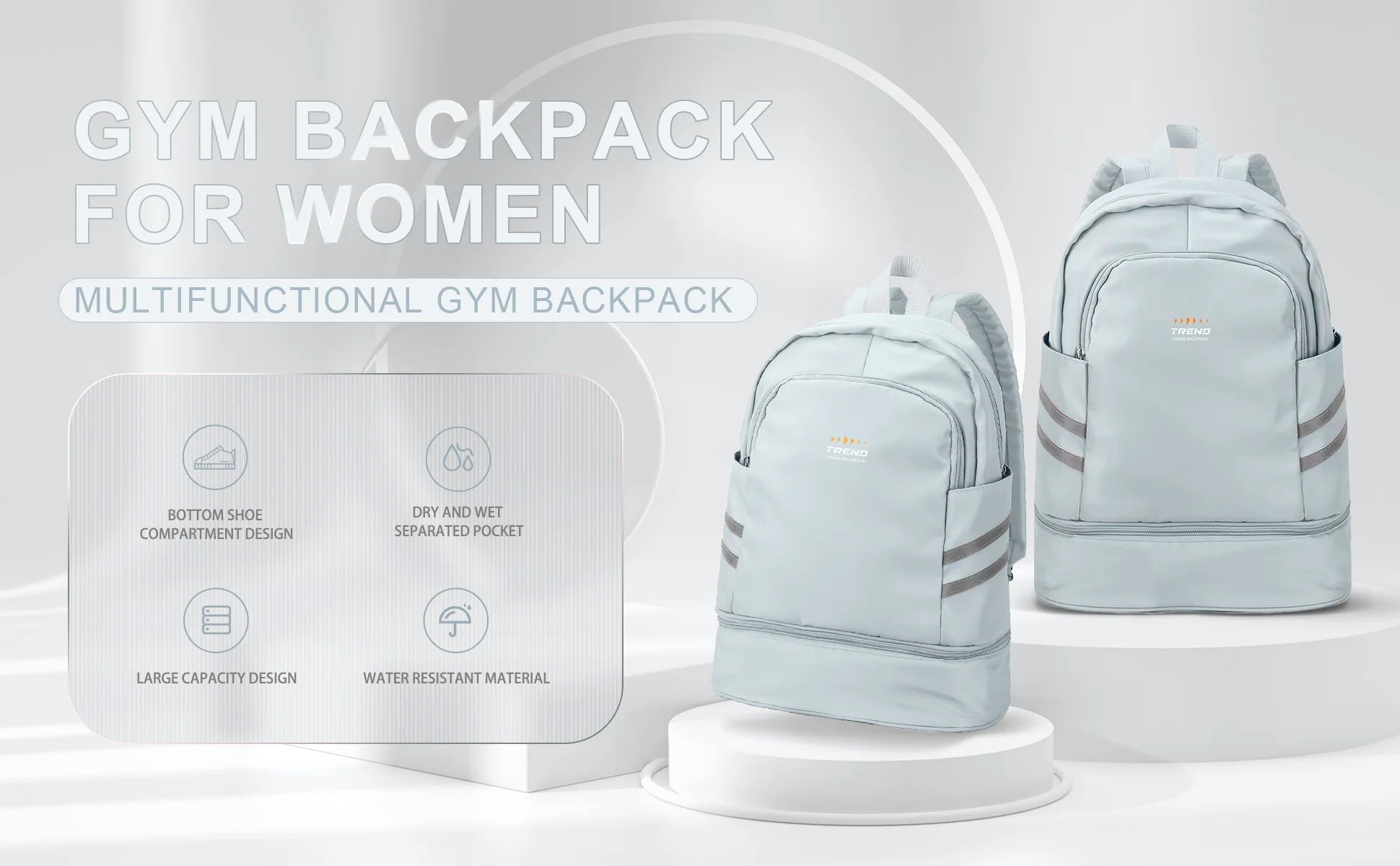 Women's Gym Backpack with Shoe Compartment