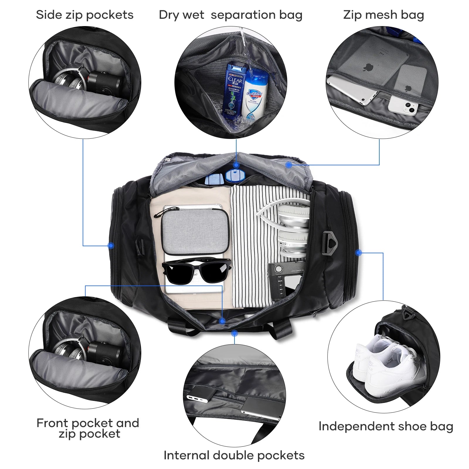 Wet Pocket Travel Duffel Bag