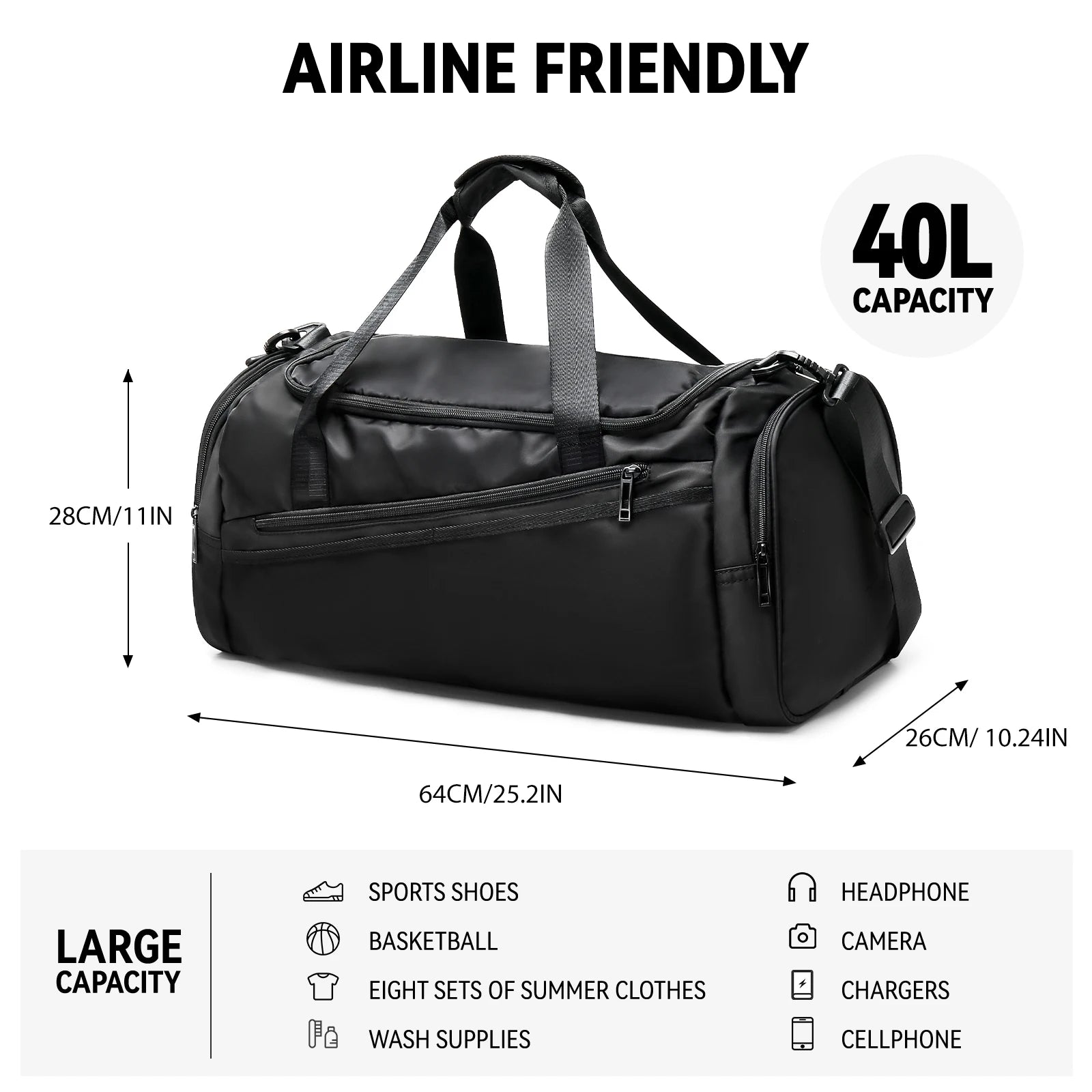 Wet Pocket Travel Duffel Bag
