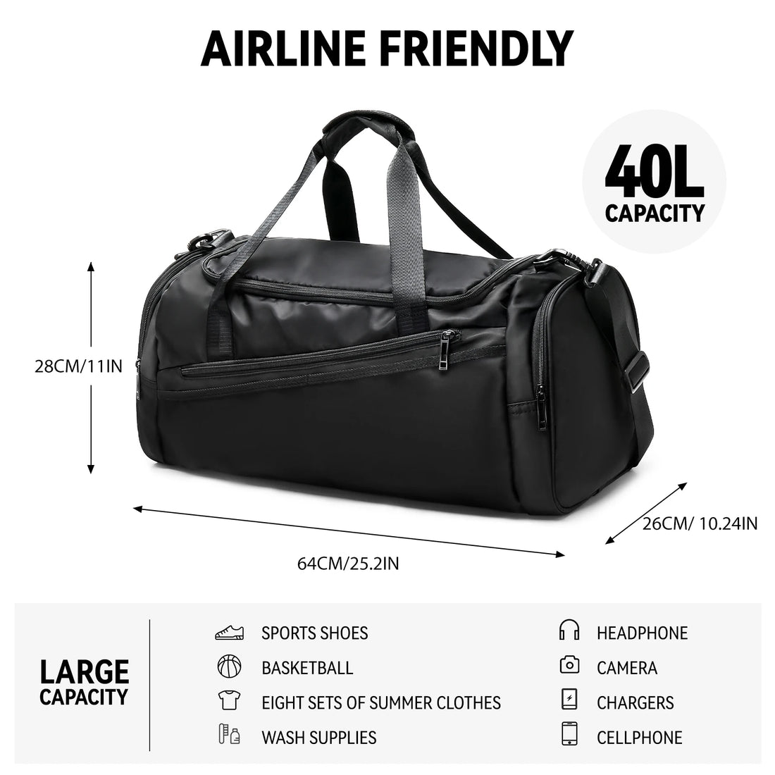 Wet Pocket Travel Duffel Bag