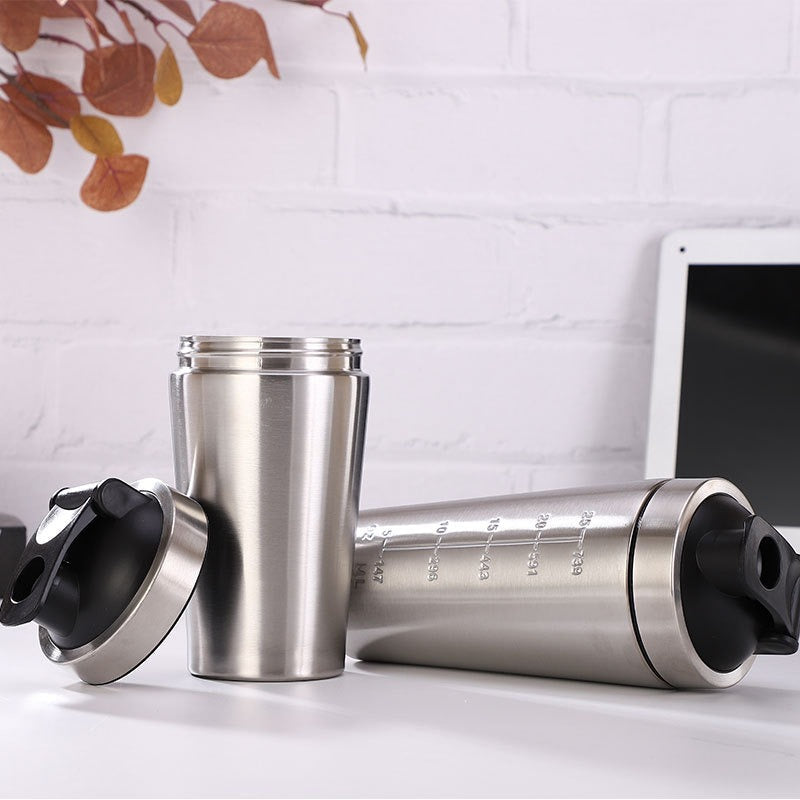 Stainless Steel Protein Shaker Bottle With Lid And Mixing Shake Ball