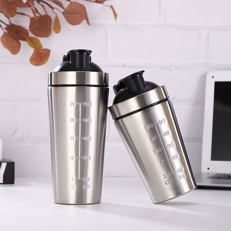 Stainless Steel Protein Shaker Bottle With Lid And Mixing Shake Ball