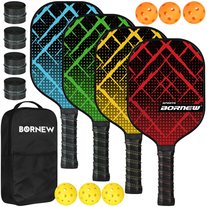 Fiberglass Pickleball Paddle Set, 4 Paddles