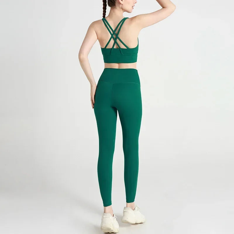 High-Waist Yoga Leggings & Sports Bra Set