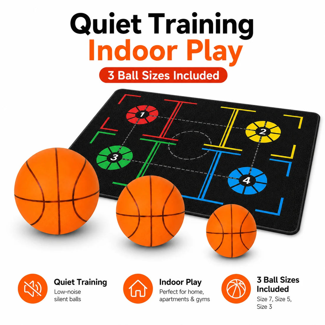 Basketball Training Mat &amp; Silent Ball Set