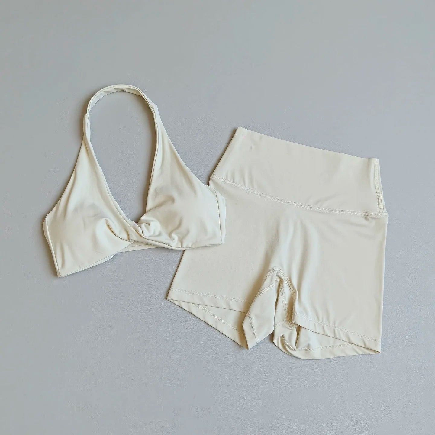 Open-Back Sports Bra & High-Waist Shorts Set