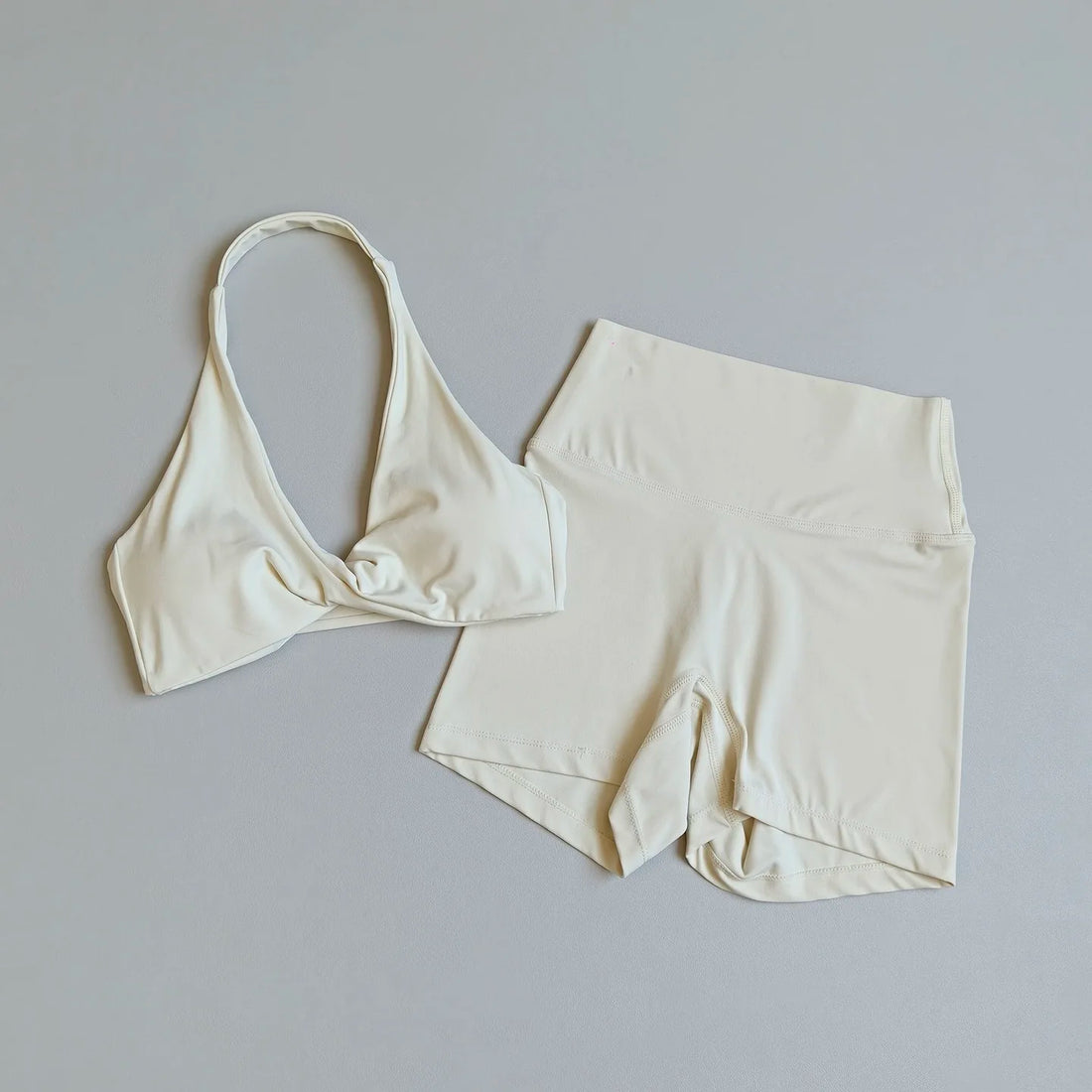 Open-Back Sports Bra & High-Waist Shorts Set