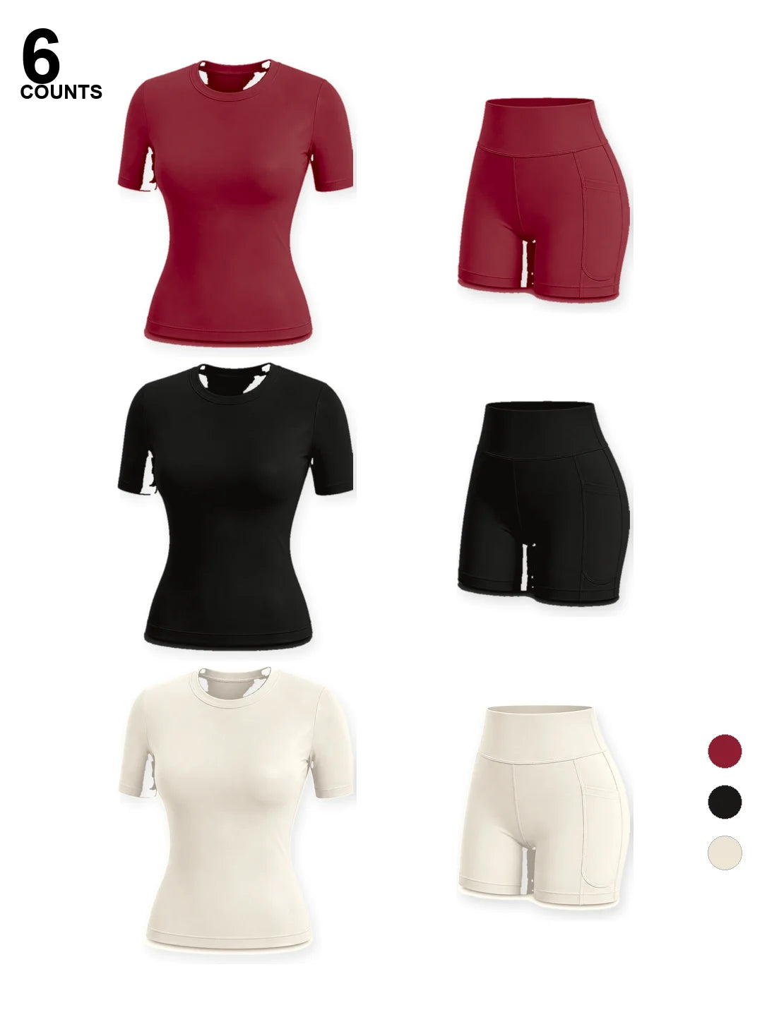 Crew Neck Tee & High-Waist Biker Shorts Set