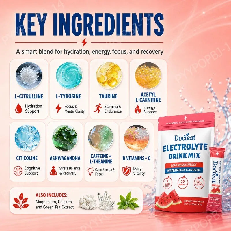 Watermelon Electrolyte Hydration Sticks