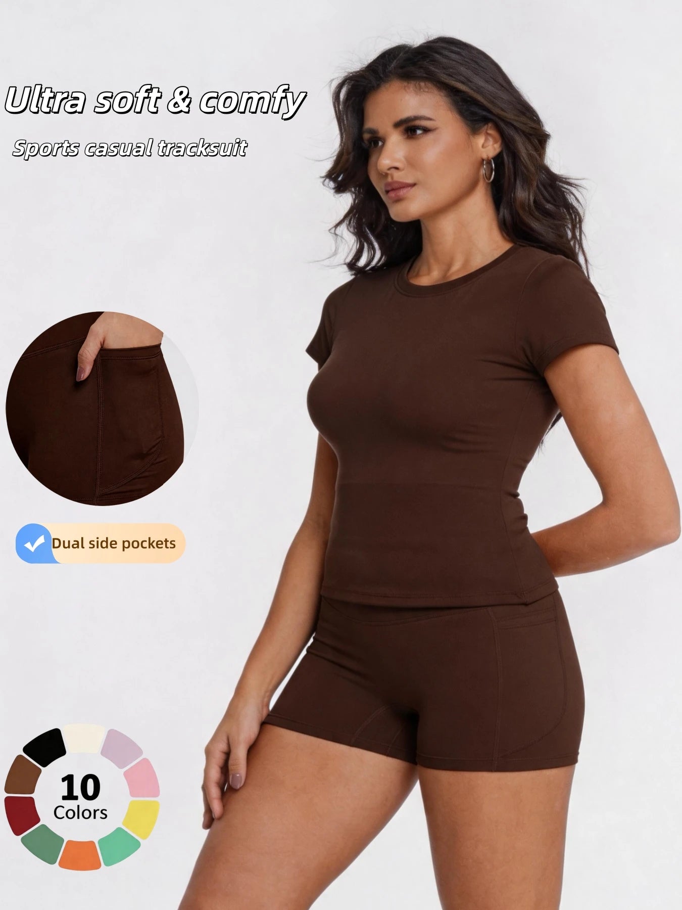 Crew Neck Tee & High-Waist Biker Shorts Set