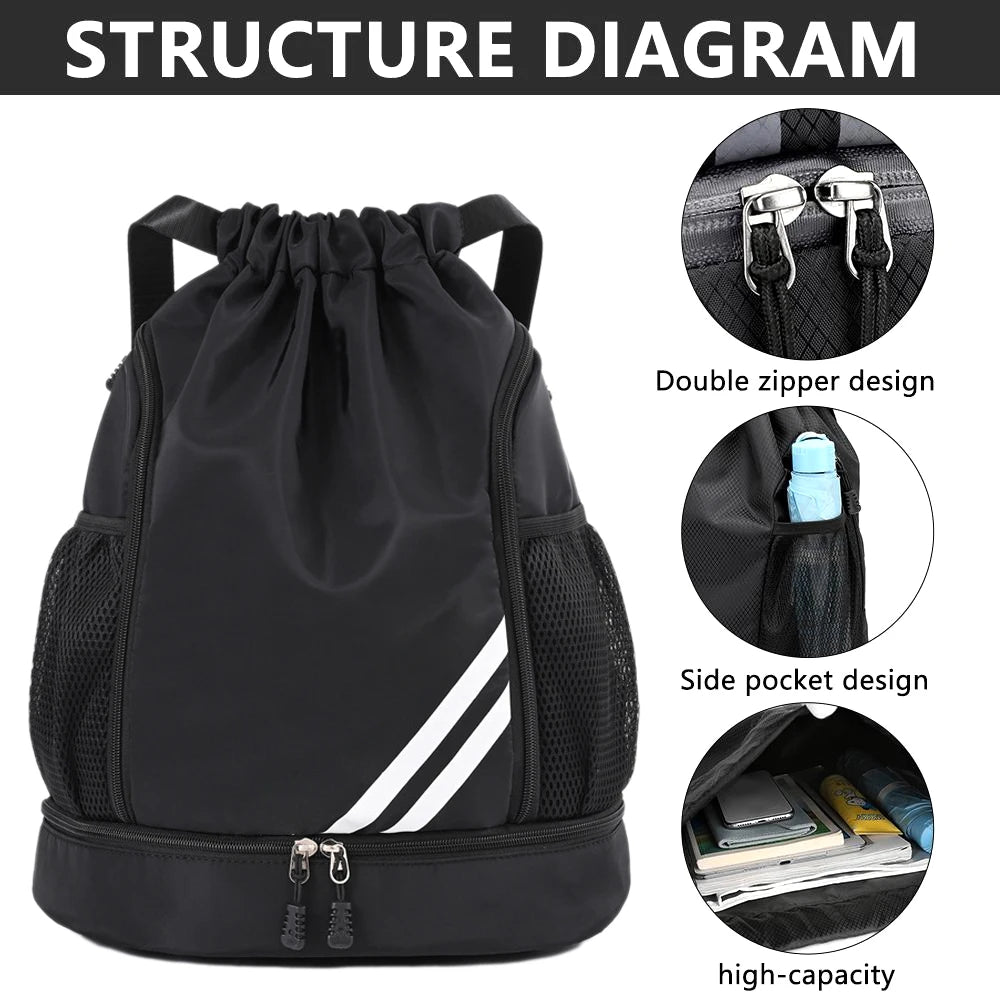 Drawstring Sports Backpack with Shoe Compartment
