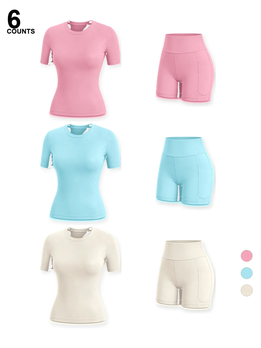 Crew Neck Tee & High-Waist Biker Shorts Set