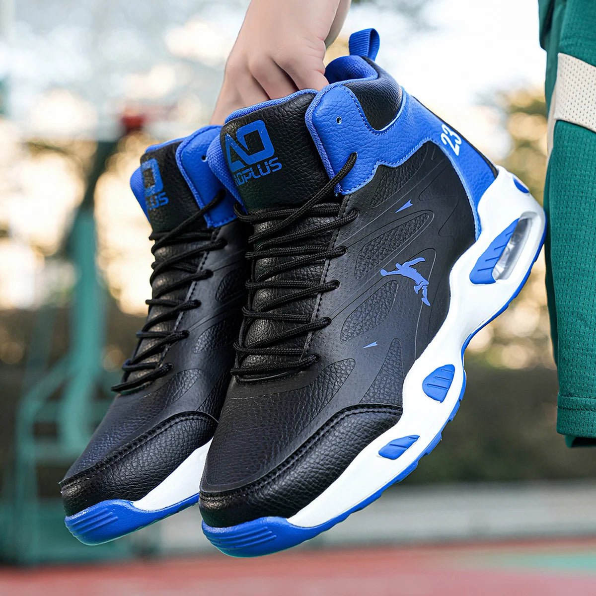 Leather High-Top Basketball Shoes