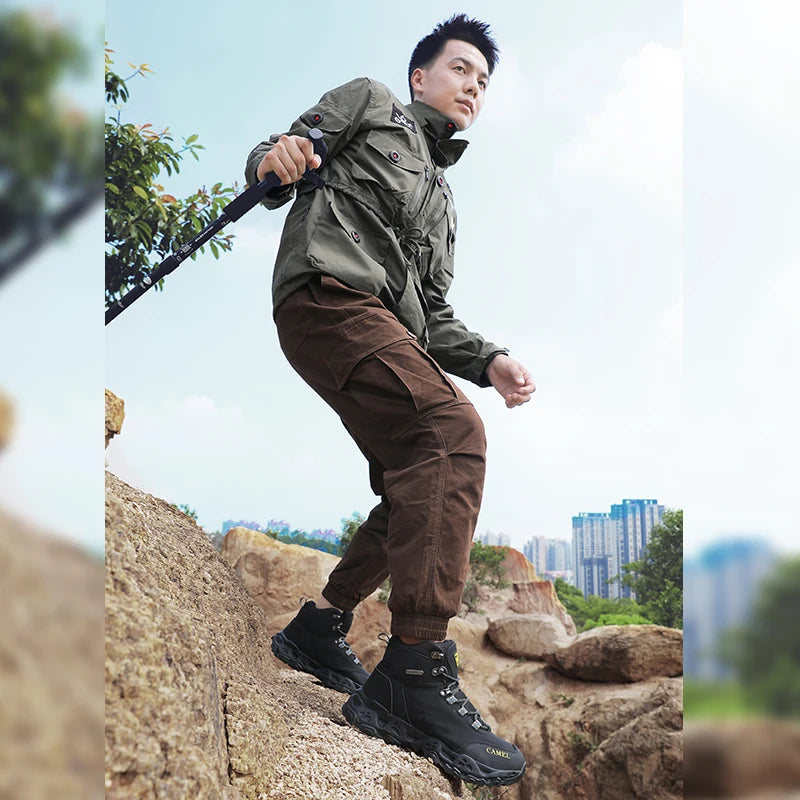 Men's Leather Hiking Shoes — Waterproof Trekking Sneakers