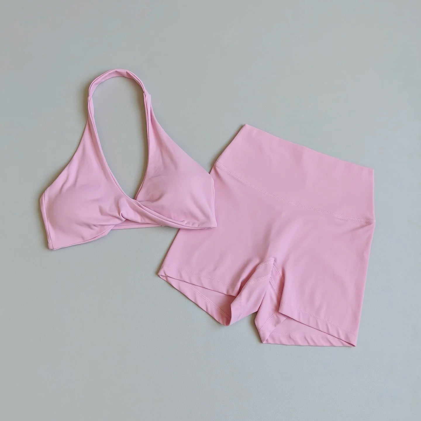 Open-Back Sports Bra & High-Waist Shorts Set