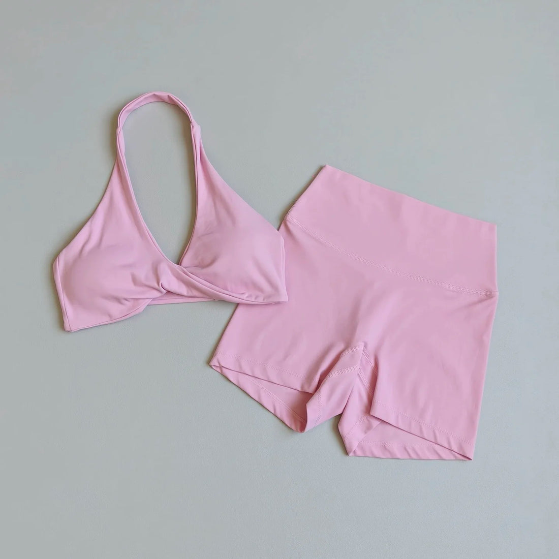 Open-Back Sports Bra & High-Waist Shorts Set