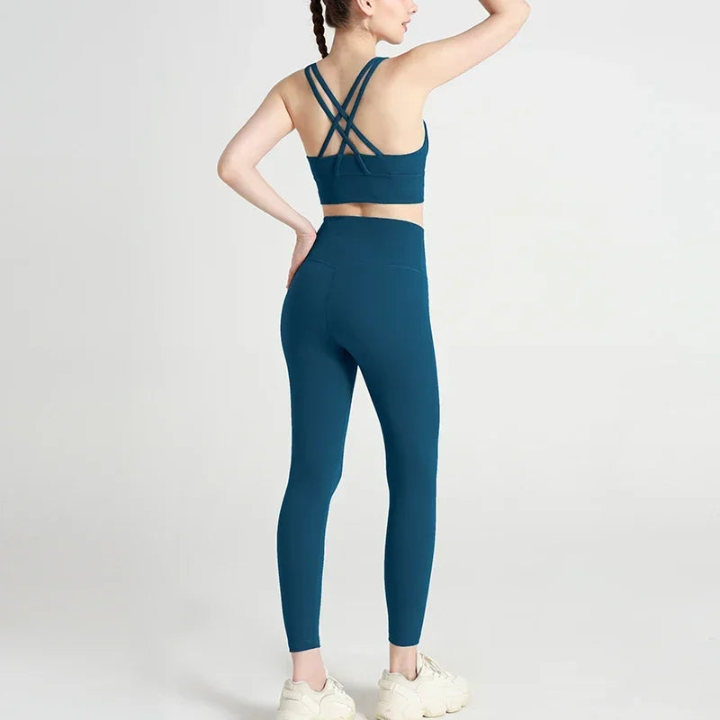 High-Waist Yoga Leggings & Sports Bra Set