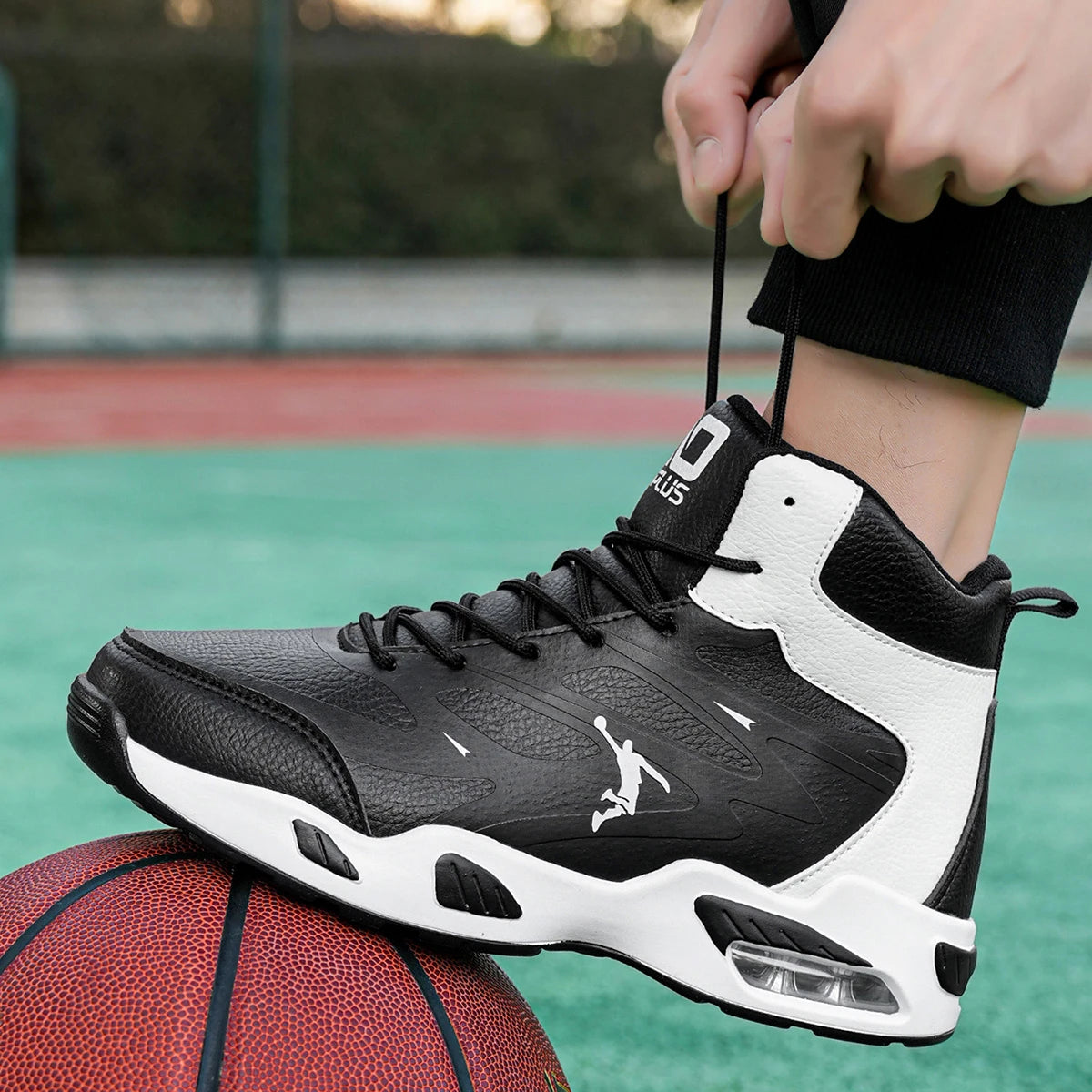 Leather High-Top Basketball Shoes