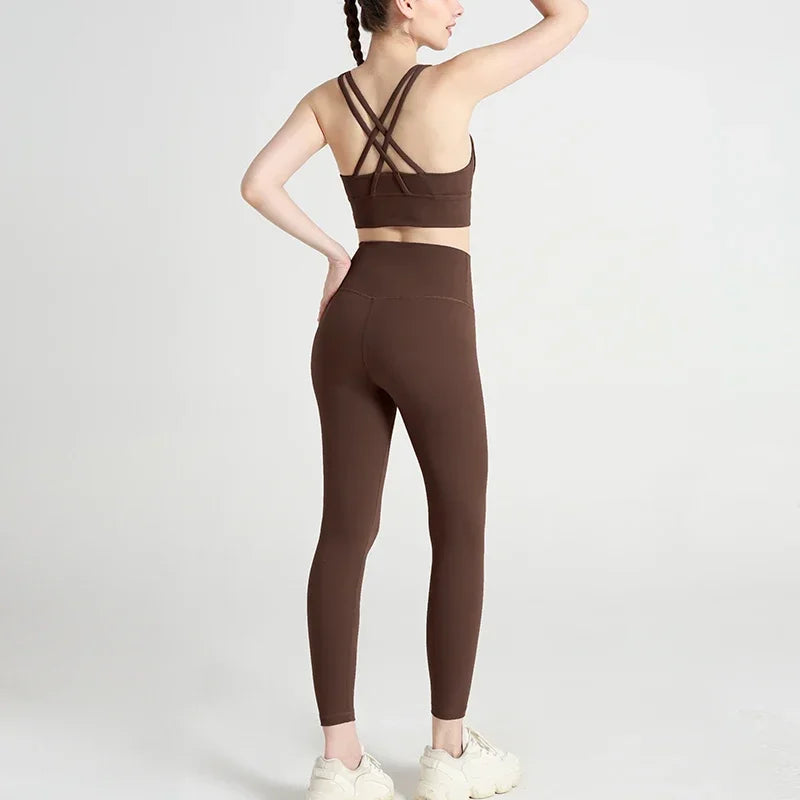 High-Waist Yoga Leggings & Sports Bra Set