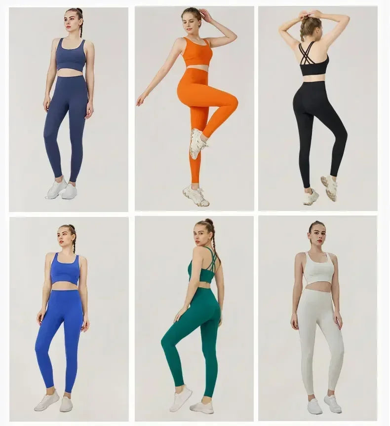 High-Waist Yoga Leggings & Sports Bra Set