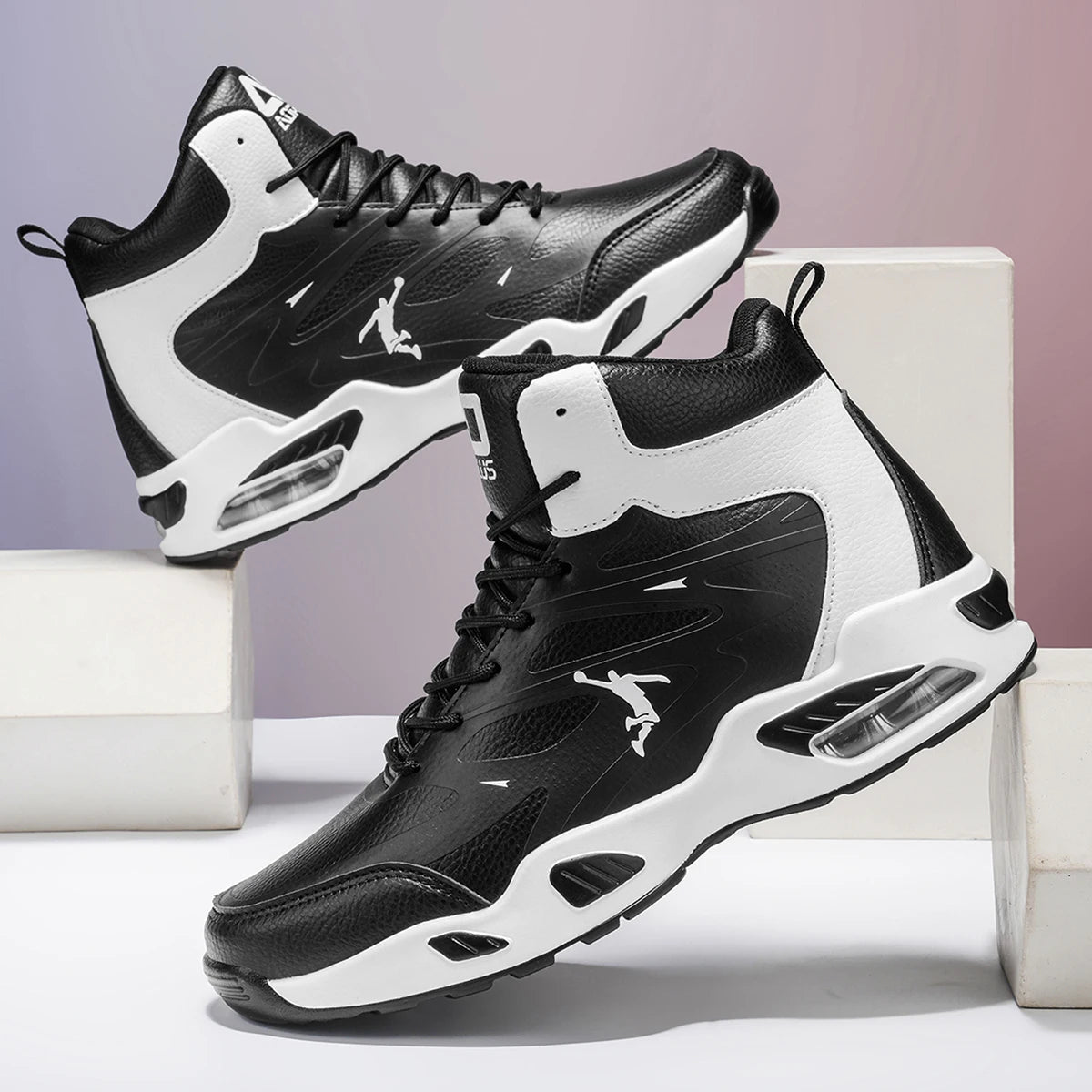 Leather High-Top Basketball Shoes