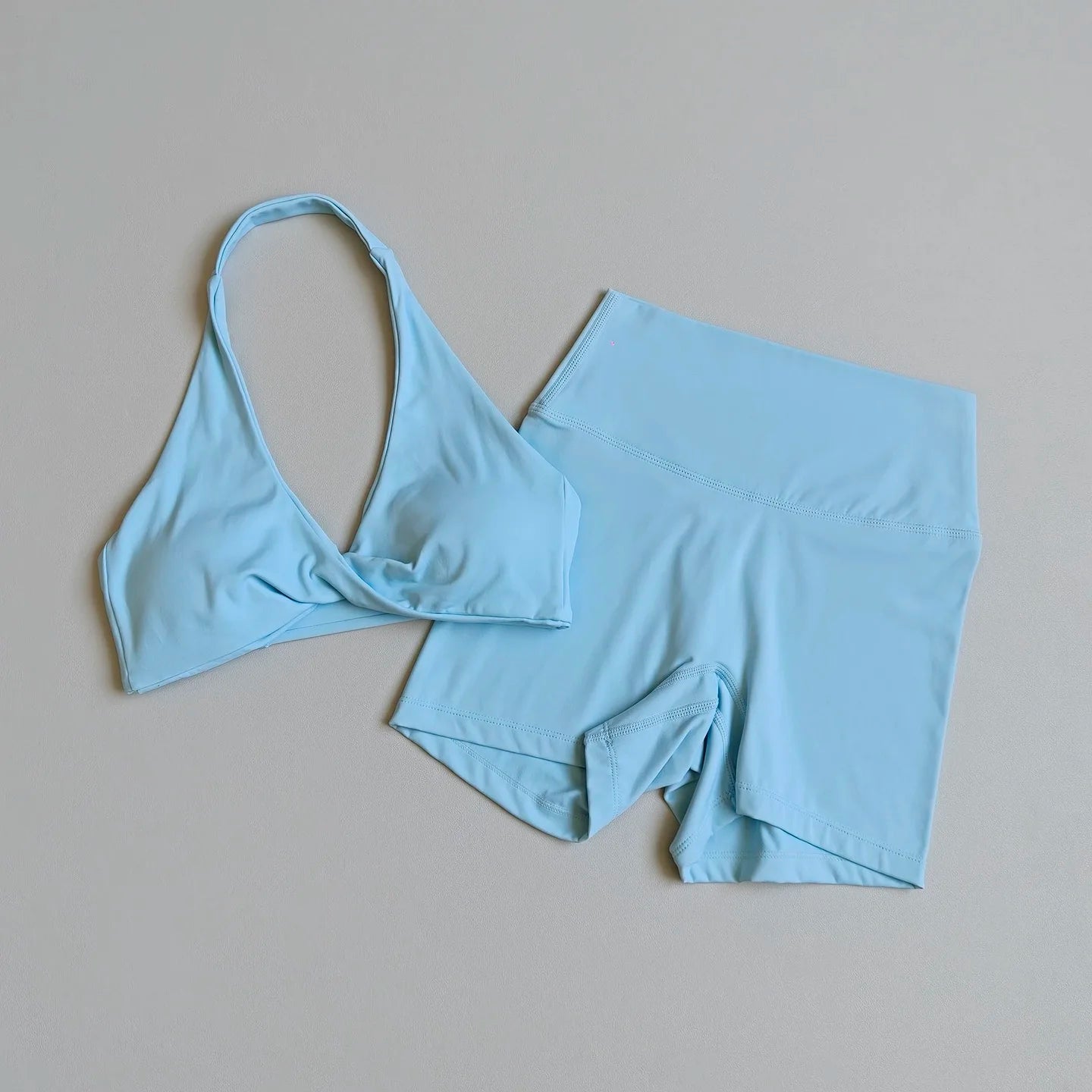 Open-Back Sports Bra & High-Waist Shorts Set