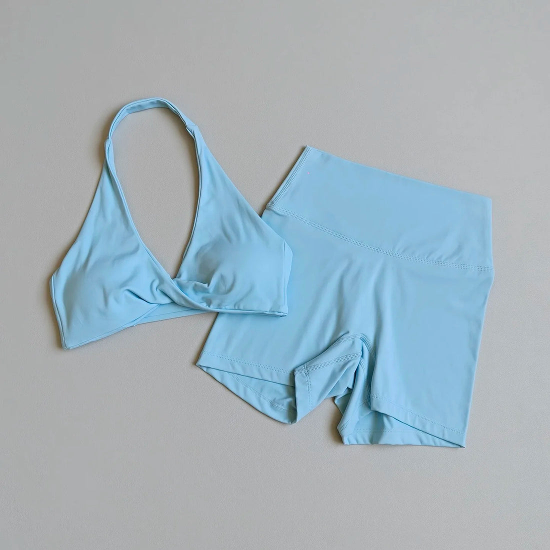 Open-Back Sports Bra & High-Waist Shorts Set