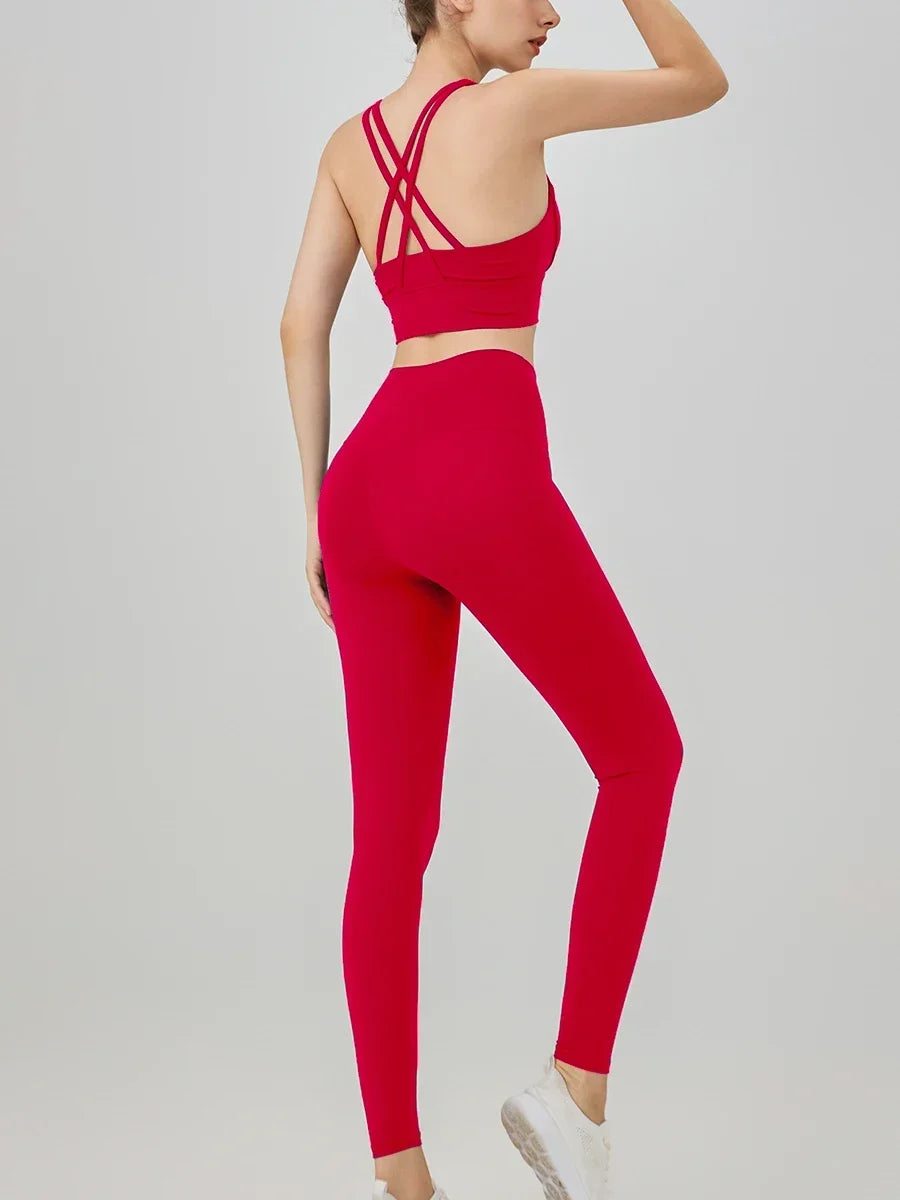 High-Waist Yoga Leggings & Sports Bra Set