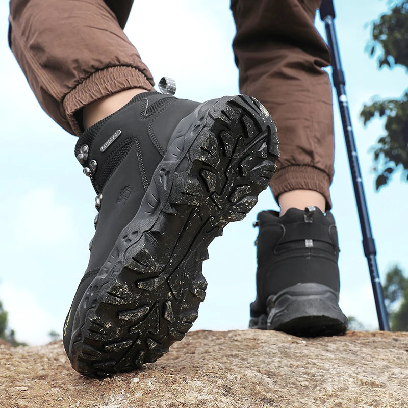Men's Leather Hiking Shoes — Waterproof Trekking Sneakers