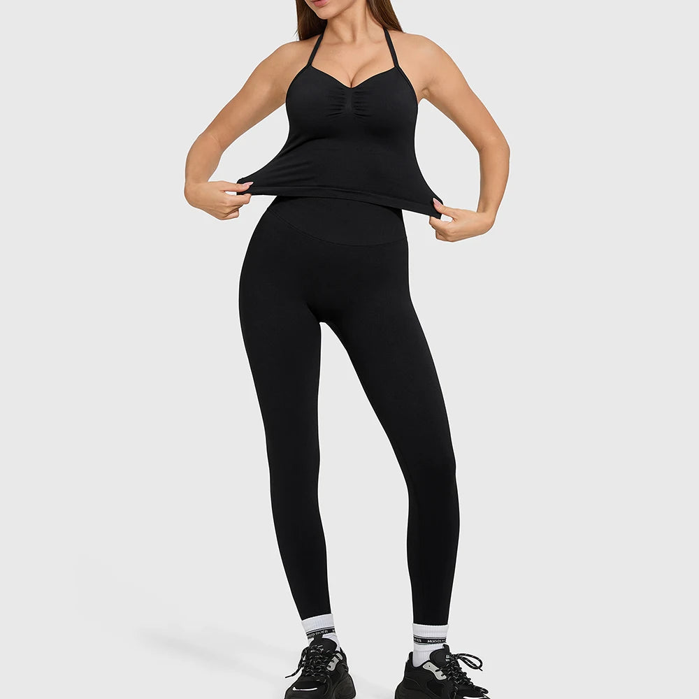 Halter Sports Bra & Butt-Lifting Gym Leggings Set