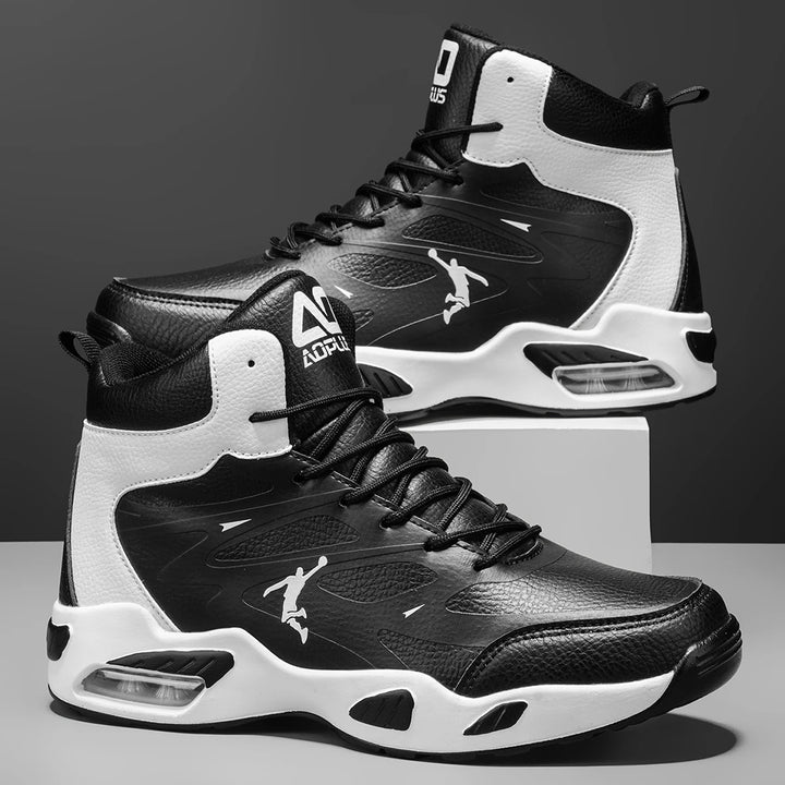 Leather High-Top Basketball Shoes