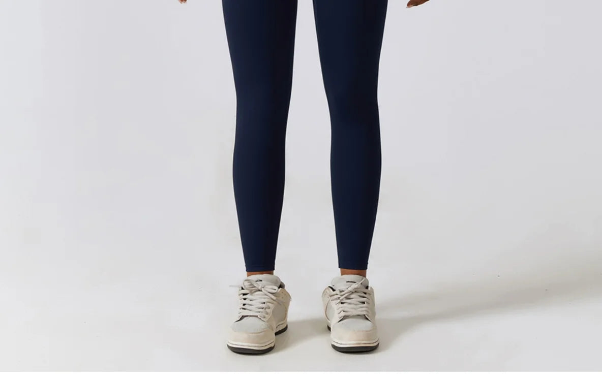 Close-up of high-waist tummy-control leggings waistband
