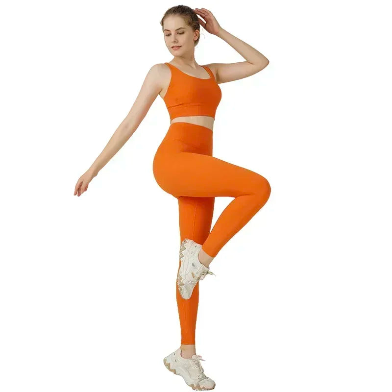 High-Waist Yoga Leggings & Sports Bra Set
