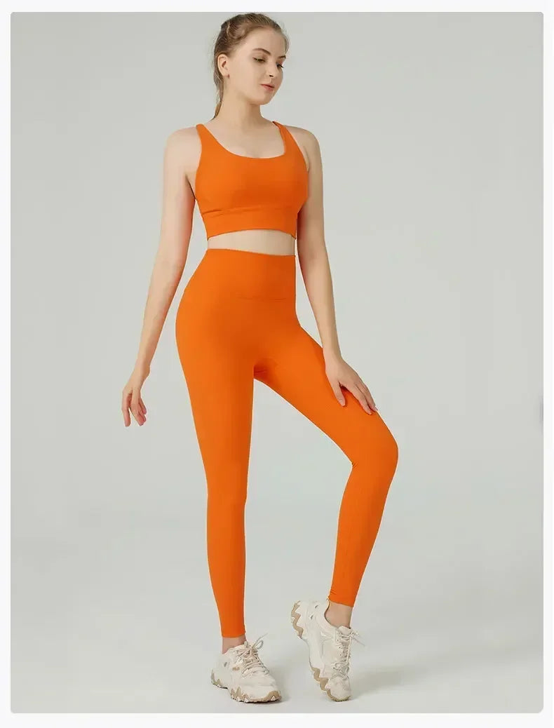 High-Waist Yoga Leggings & Sports Bra Set