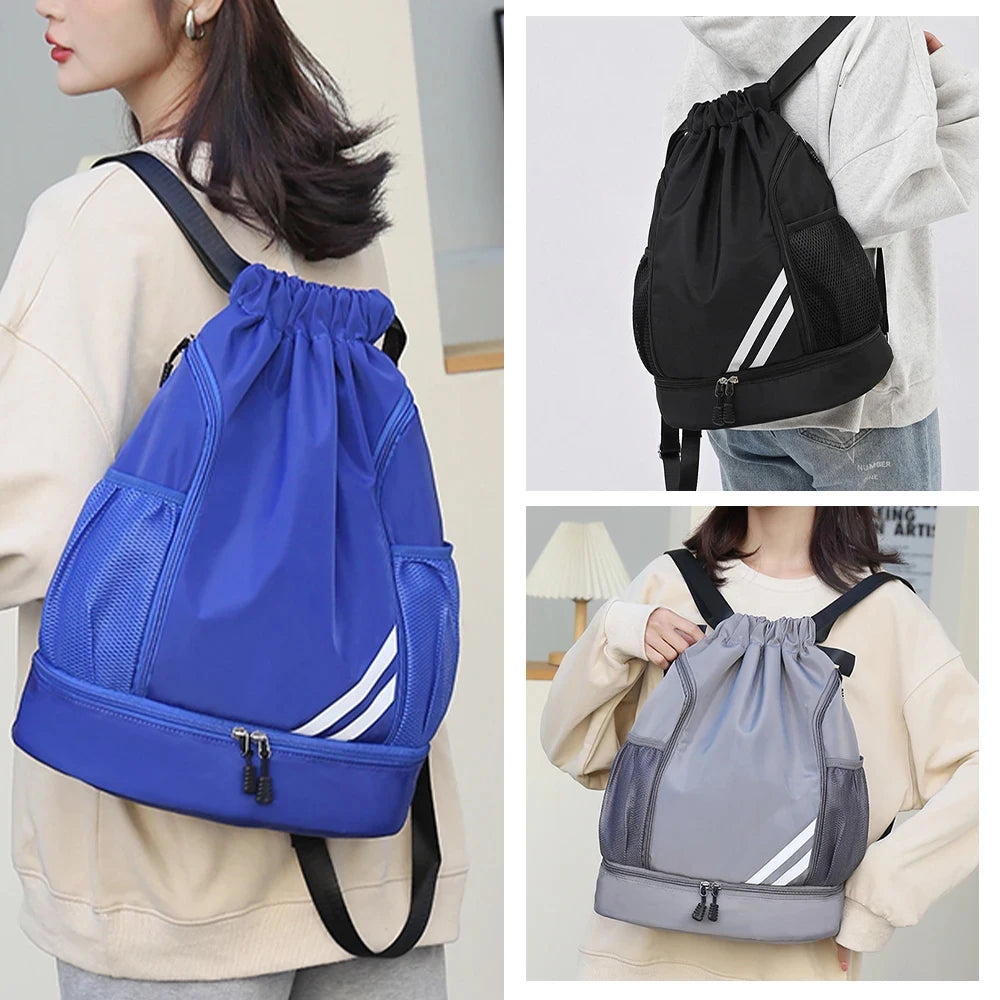 Drawstring Sports Backpack with Shoe Compartment