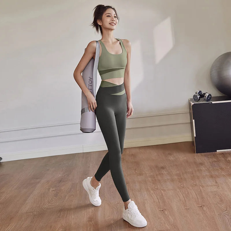 Yoga Set — Sports Bra with Leggings & Shorts
