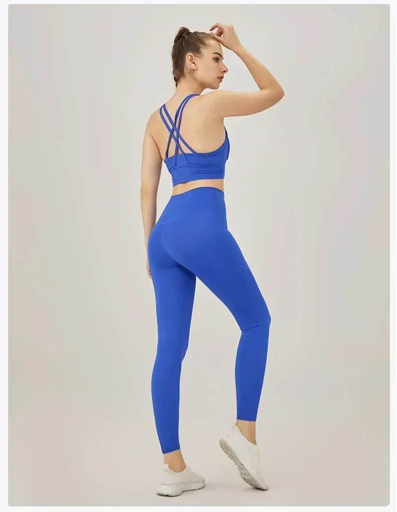 High-Waist Yoga Leggings & Sports Bra Set