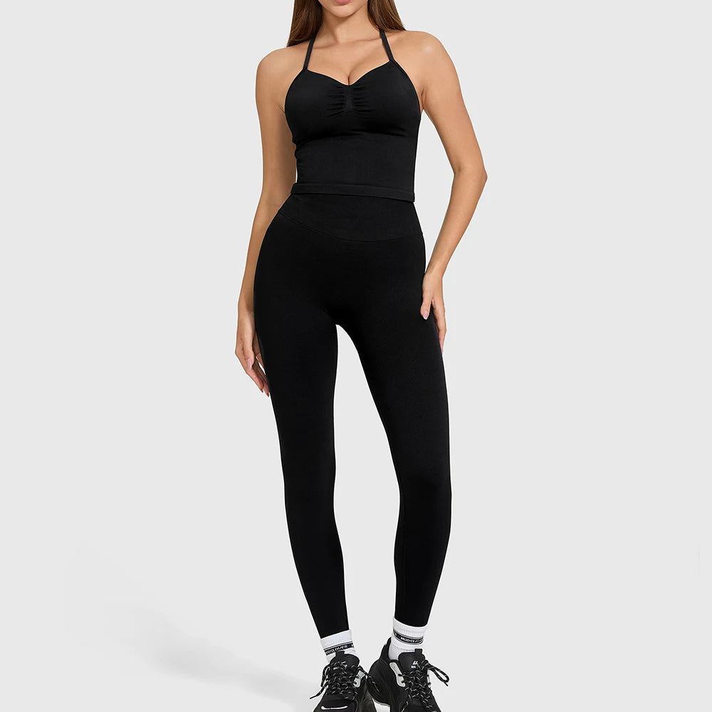 Halter Sports Bra & Butt-Lifting Gym Leggings Set