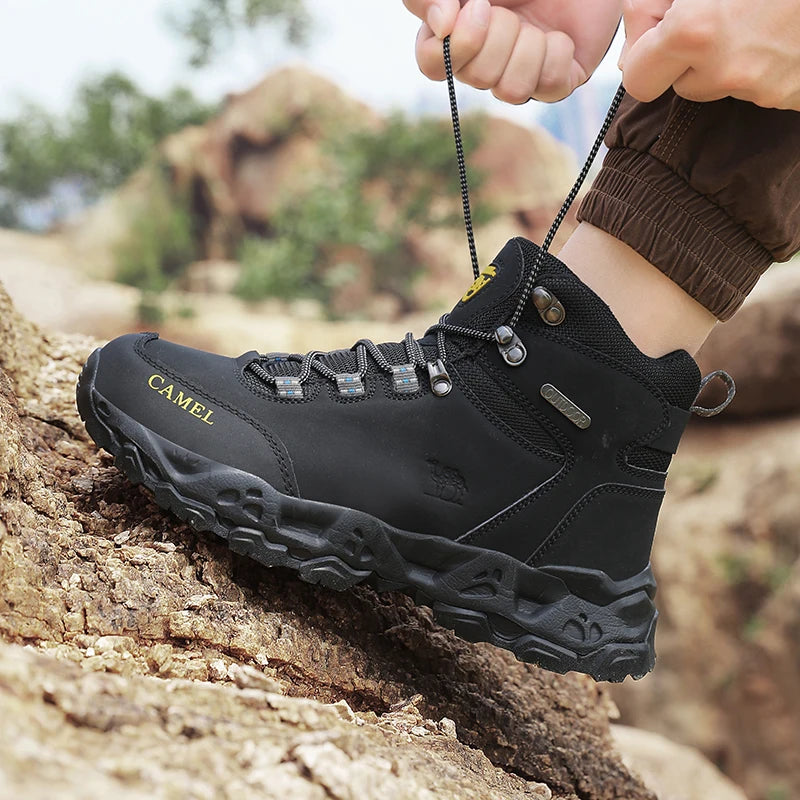Men's Leather Hiking Shoes — Waterproof Trekking Sneakers