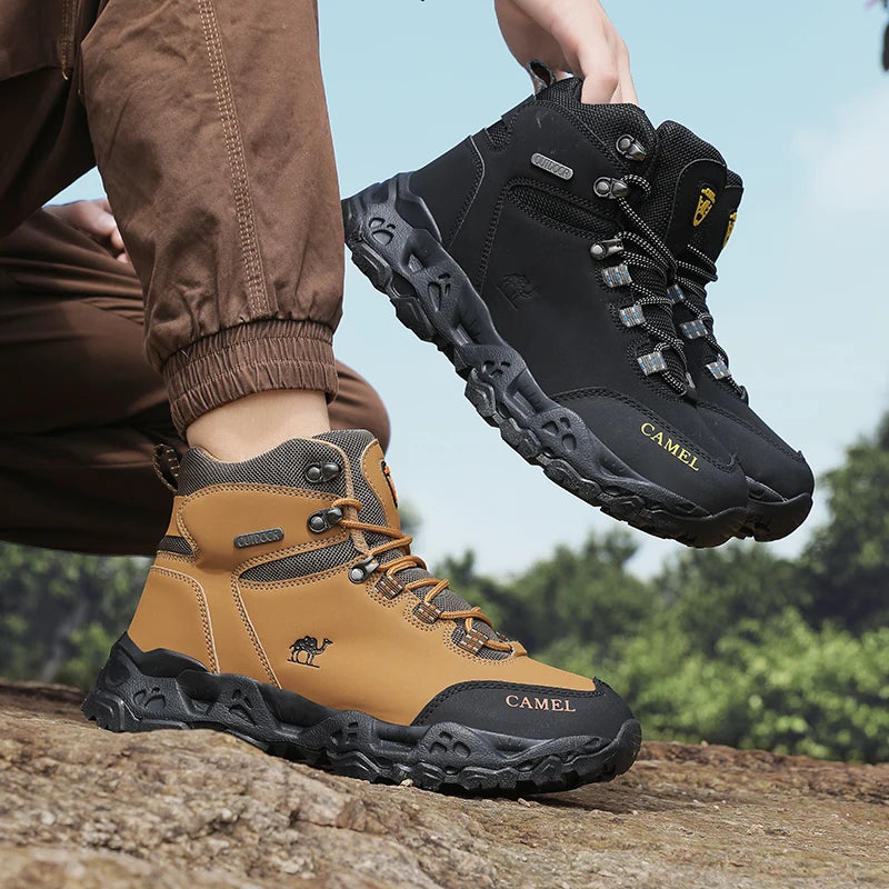 Men's Leather Hiking Shoes — Waterproof Trekking Sneakers