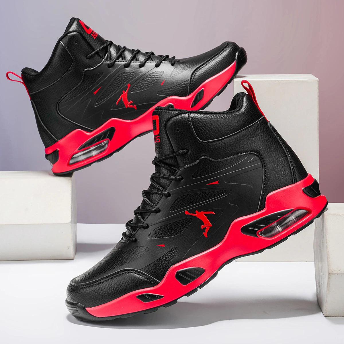 Leather High-Top Basketball Shoes