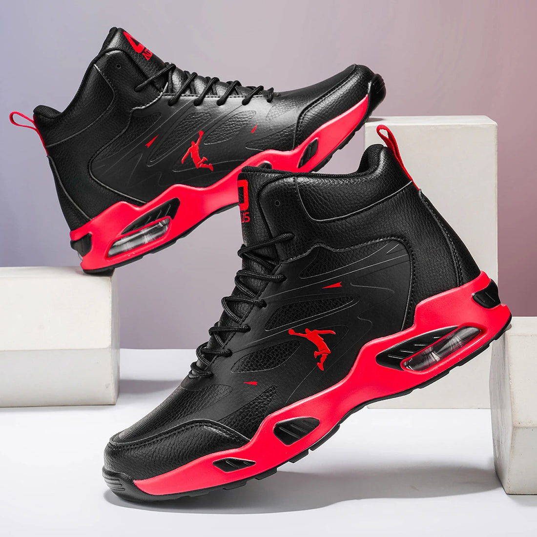 Leather High-Top Basketball Shoes