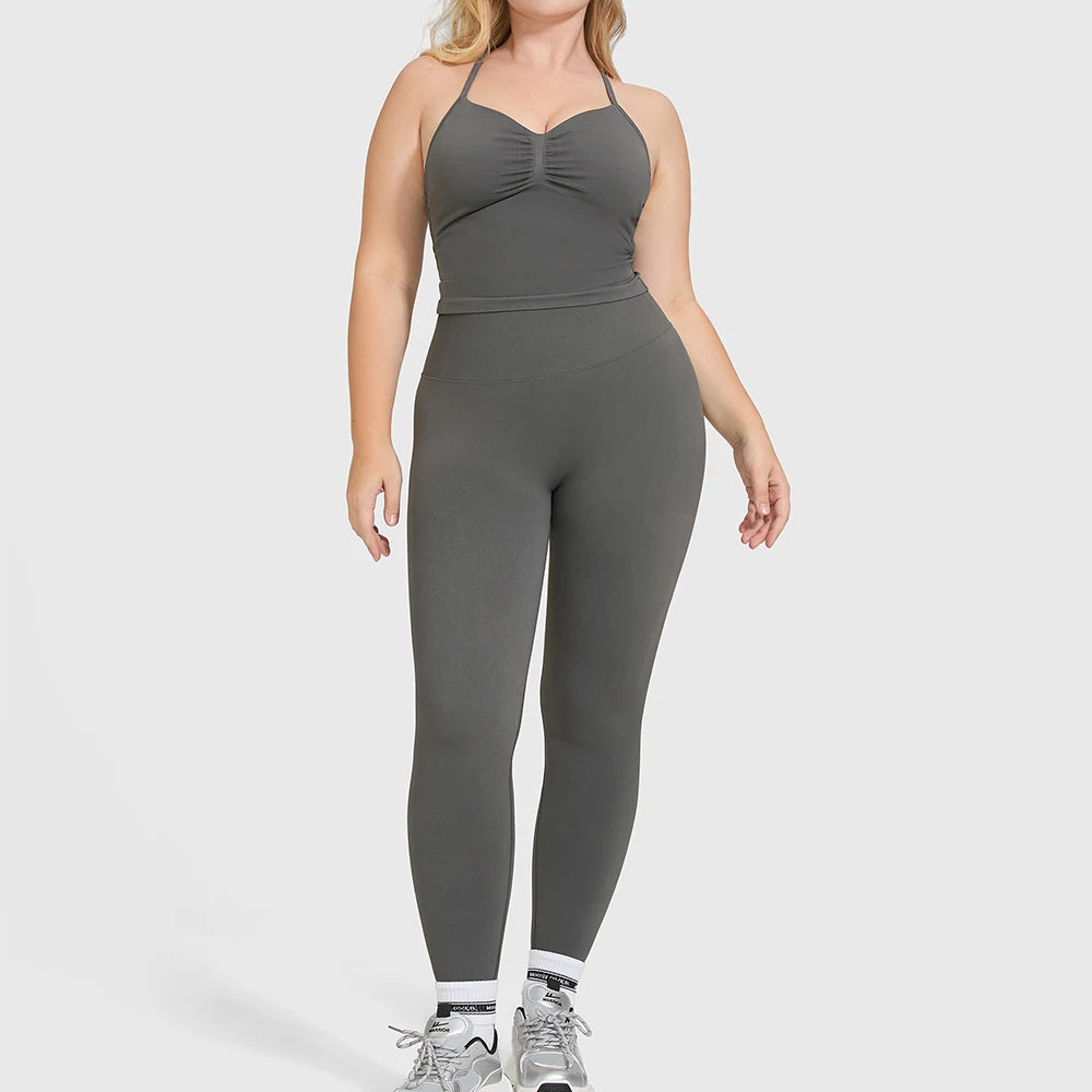 Halter Sports Bra & Butt-Lifting Gym Leggings Set