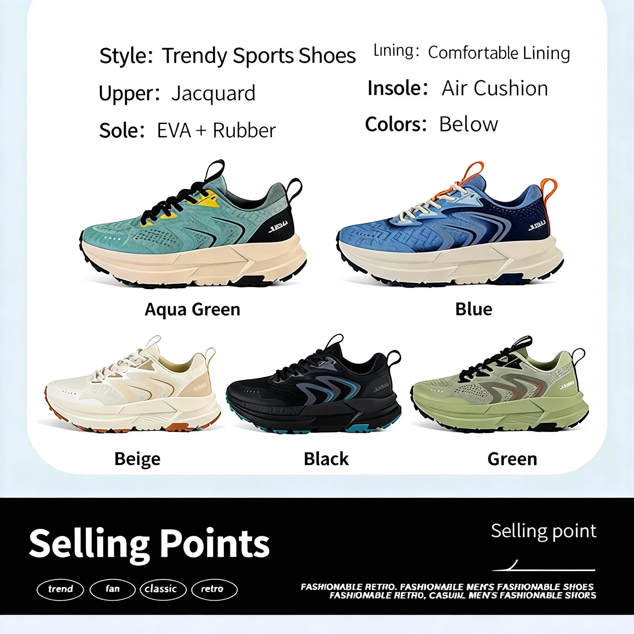 Men's Shock-Absorbing Cushioned Running Shoes