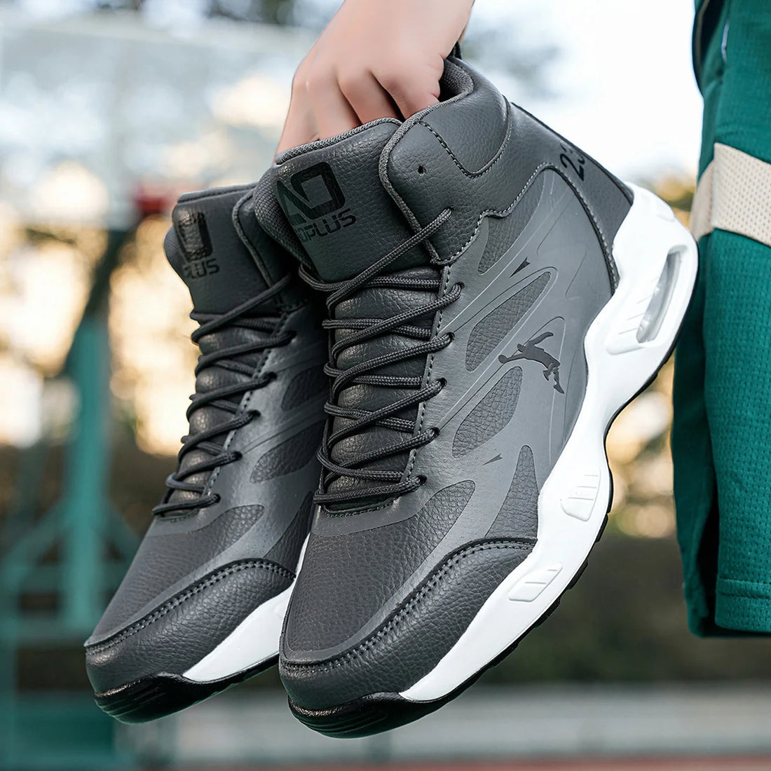 Leather High-Top Basketball Shoes