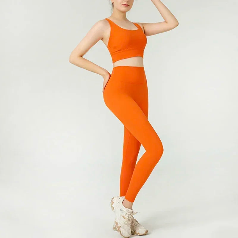 High-Waist Yoga Leggings & Sports Bra Set
