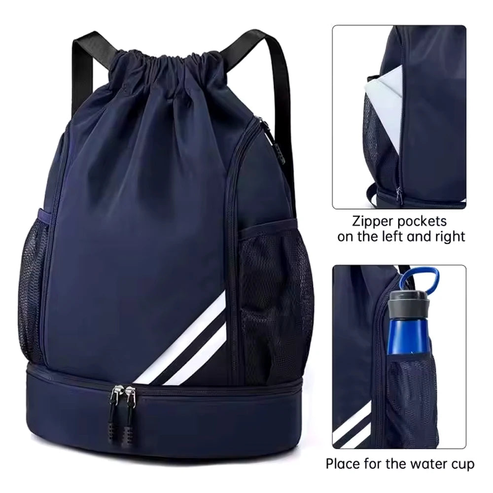 Drawstring Sports Backpack with Shoe Compartment