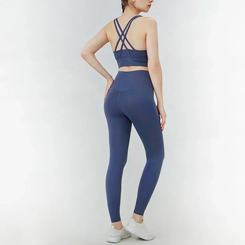 High-Waist Yoga Leggings & Sports Bra Set