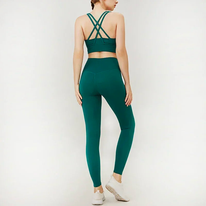 High-Waist Yoga Leggings & Sports Bra Set